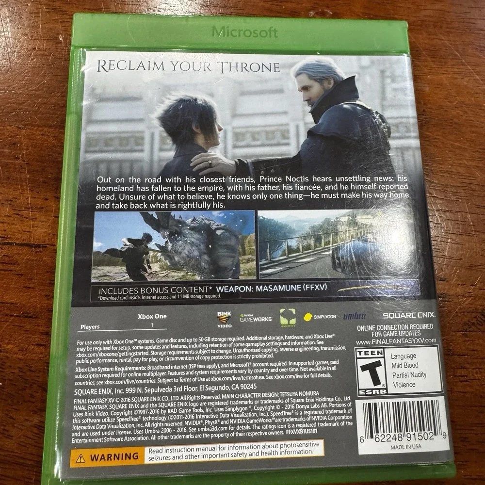 Final Fantasy‎ XV Day One Edition Xbox One, Complete in Box, Tested